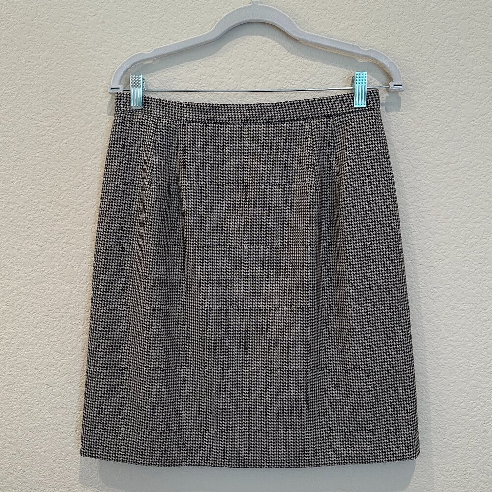 Talbots Black and White Check Wool Skirt
